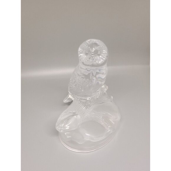 Cristal d'Arques Lead Crystal Owl on Log w/ Frosted Base Nature Sature Wildlife - Picture 1 of 7
